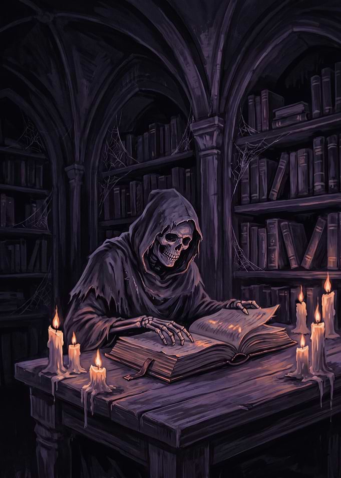 Skeleton Library – Gothic Dark Academia Poster