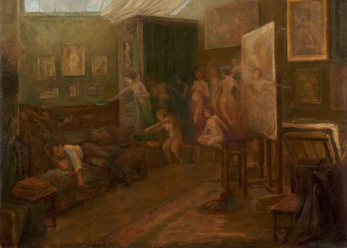 Artist Studio with Dreamy Figures