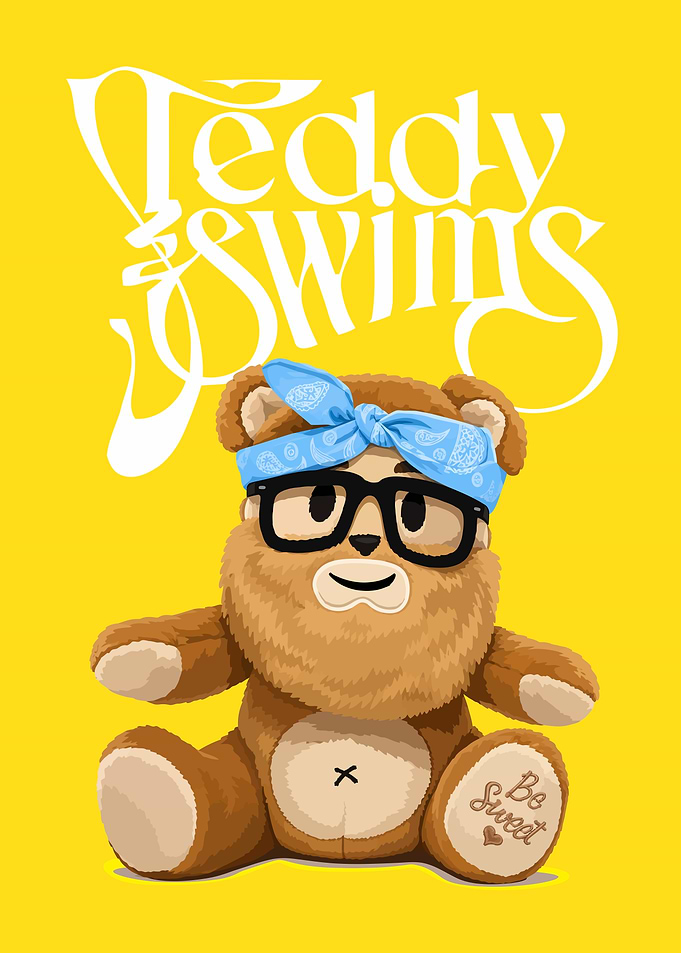 Teddy Swims Cartoon Bear Illustration