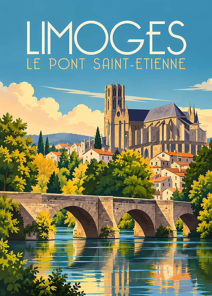 Limoges Le Pont Saint-Etienne Travel Poster