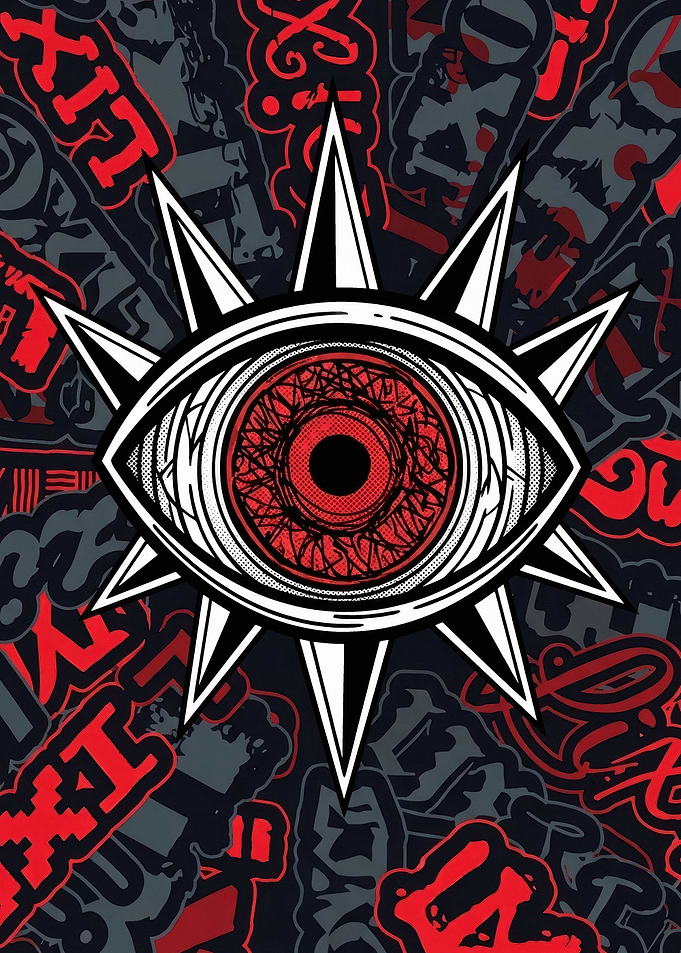 Spiked Red Eye Graphic Art