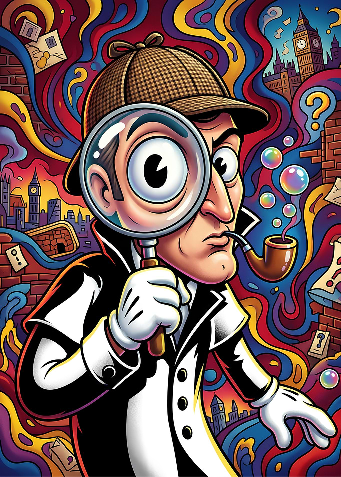 Psychedelic Sherlock Holmes Detective Illustration