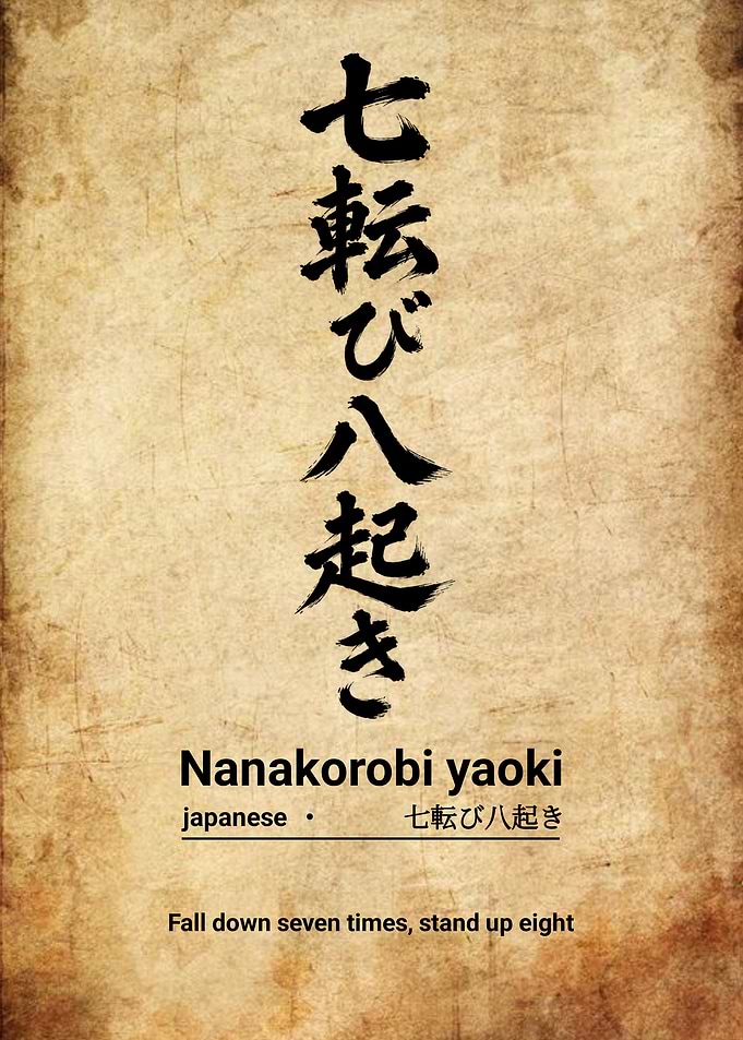 Nanakorobi Yaoki Japanese Proverb Poster