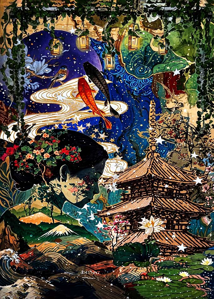 Enchanted Japanese Garden Fantasy Art