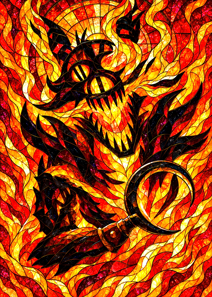 Foxy Stained Glass Fire Art