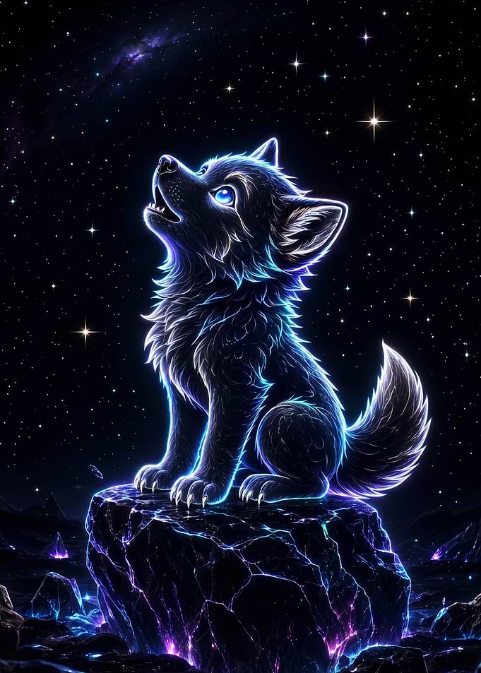 Glowing Cosmic Wolf Pup