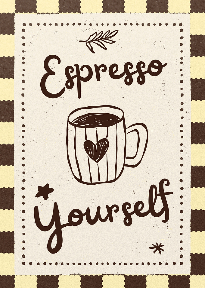 Espresso Yourself Coffee Wall Art in Yellow