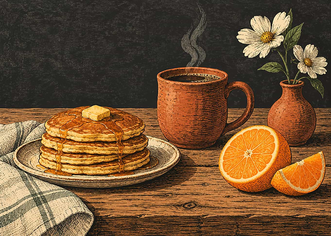 Vintage Illustration of Breakfast Scene