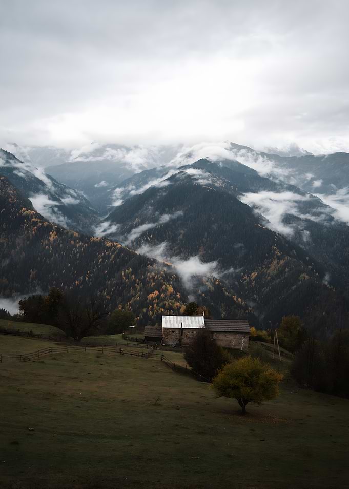 Rustic Mountain Cabin in Autumn
