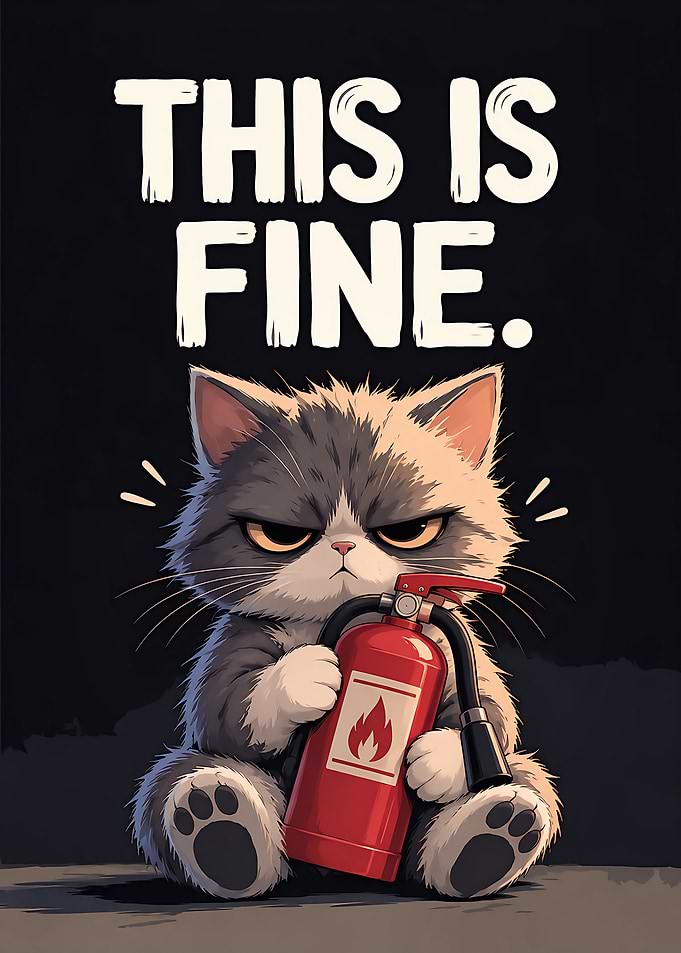 This Is Fine Cat With Extinguisher