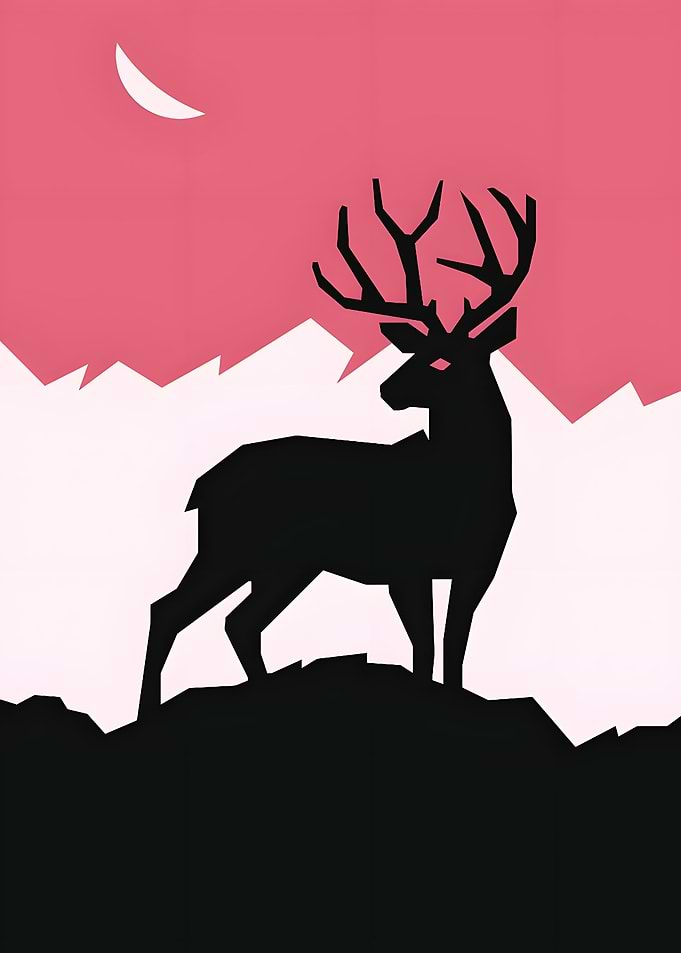 Minimalist Deer Silhouette at Night