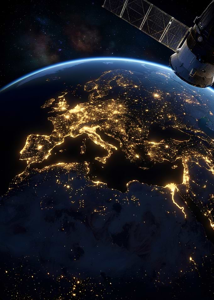 Satellite View of Europe at Night