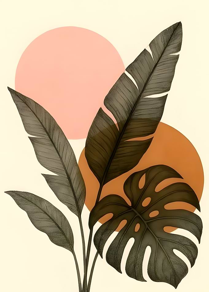 Minimalist Tropical Leaf Botanical Art