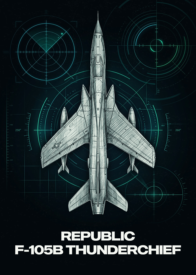 Republic F-105B Thunderchief Blueprint Poster
