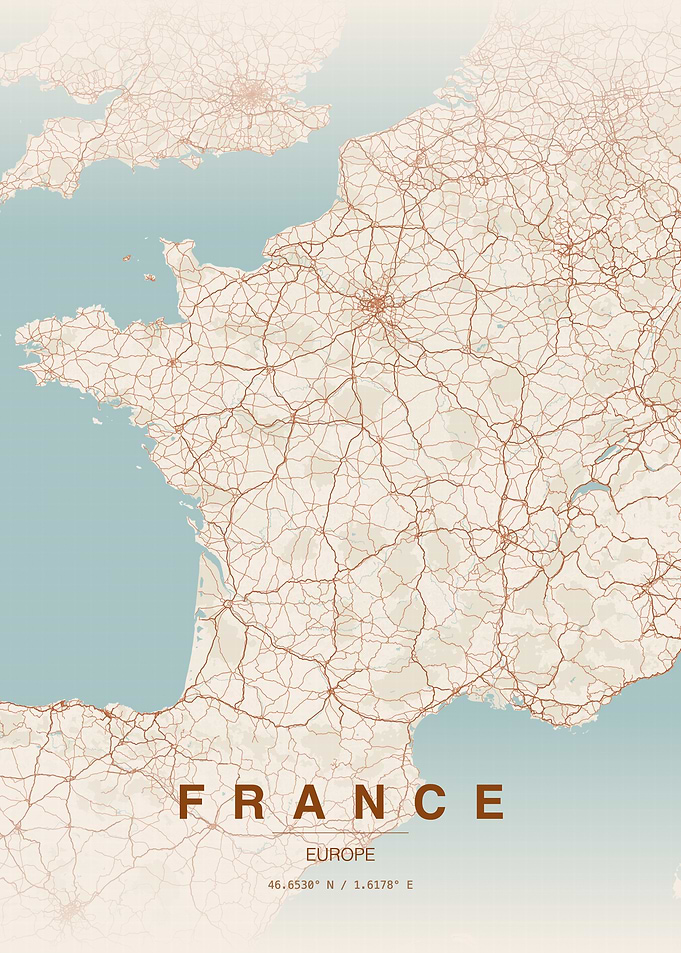 Minimalist Map of France Poster