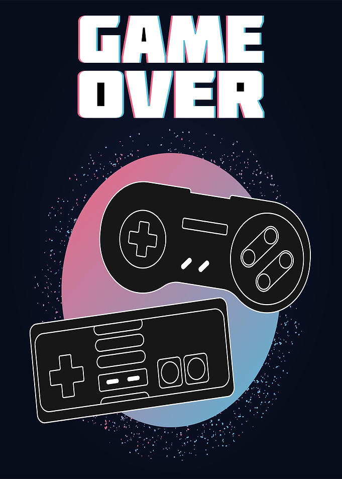Retro Gaming Game Over Poster