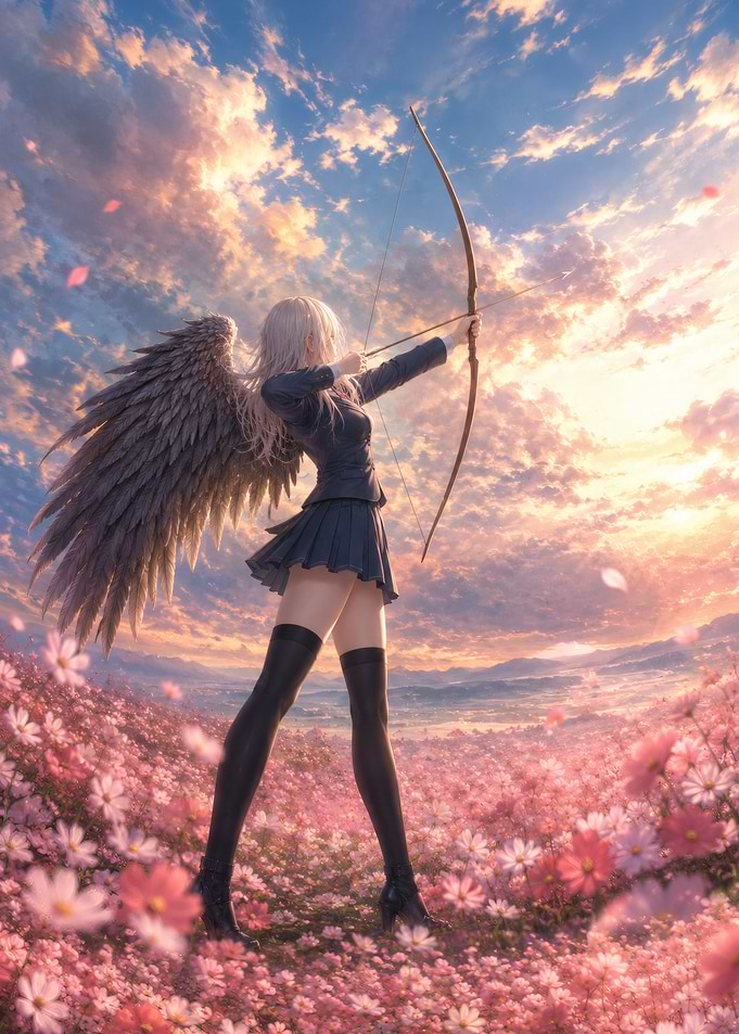 Angel Archer in Flower Field