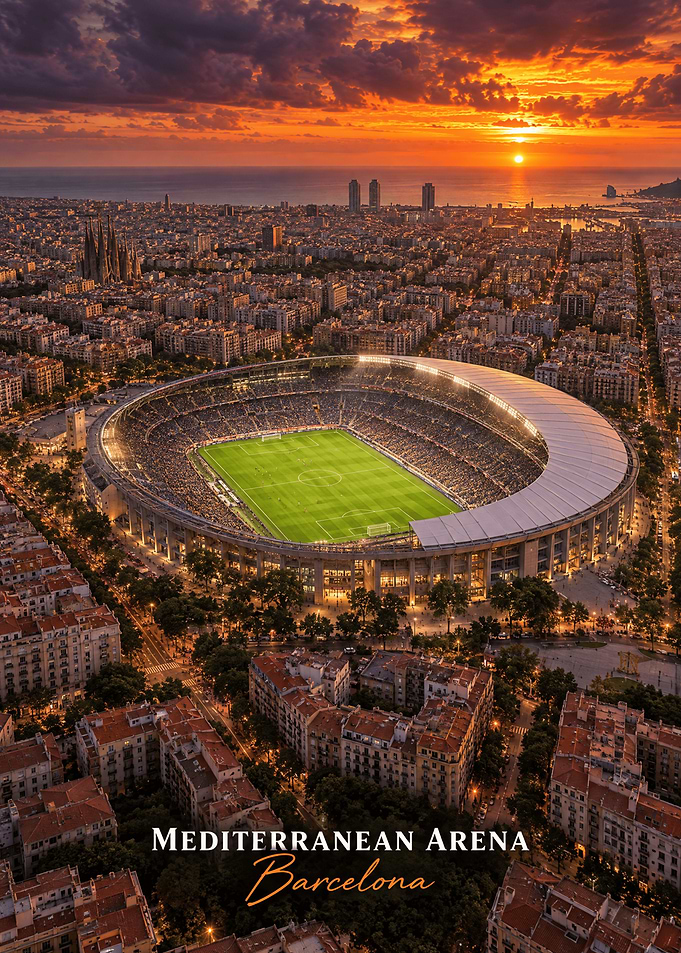 Camp Nou Stadium Sunset Barcelona