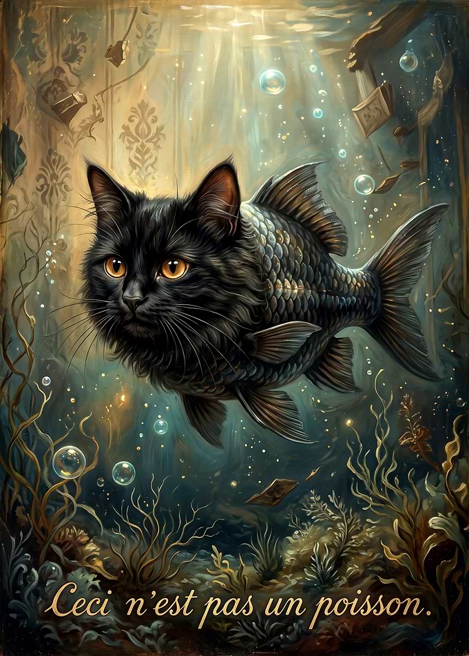 Surreal Black Cat Fish Hybrid