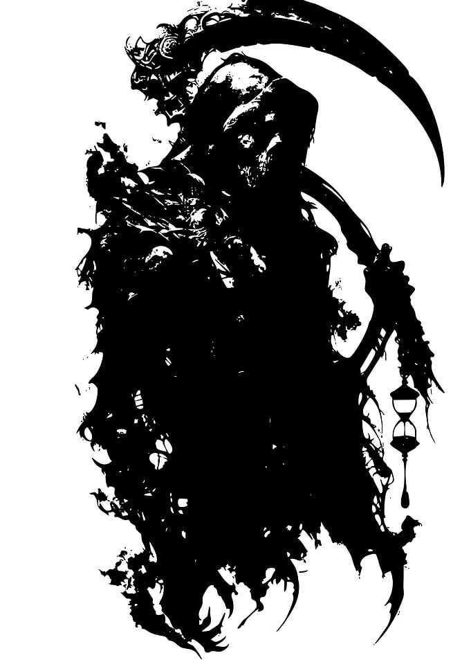 Grim Reaper Silhouette with Scythe