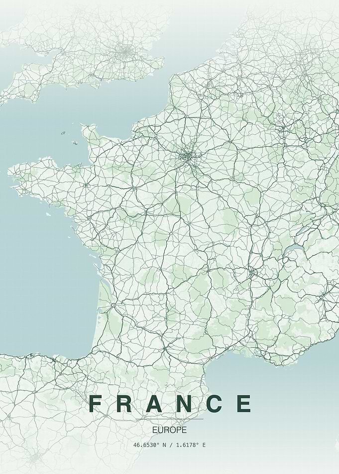 Minimalist Map Poster of France