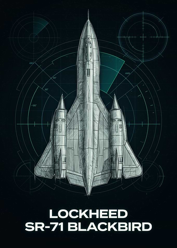 Lockheed SR-71 Blackbird Blueprint Poster