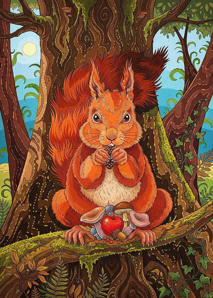Squirrel Forest Fantasy Art Poster