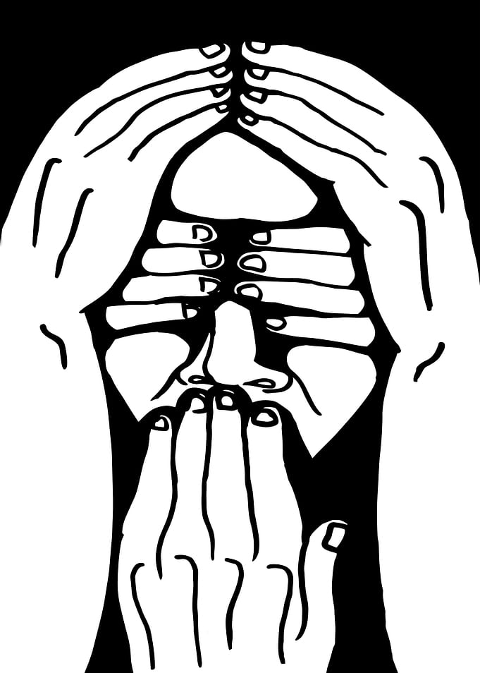 Abstract Hands Covering Face