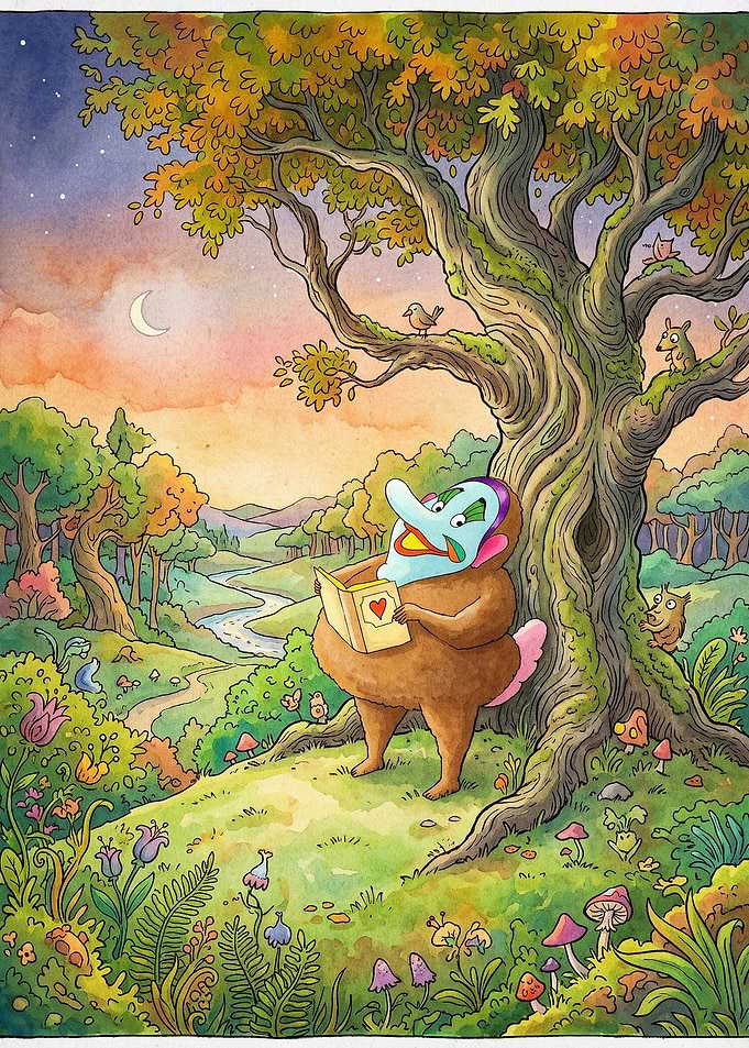 Fantasy Creature Reading Magic Post