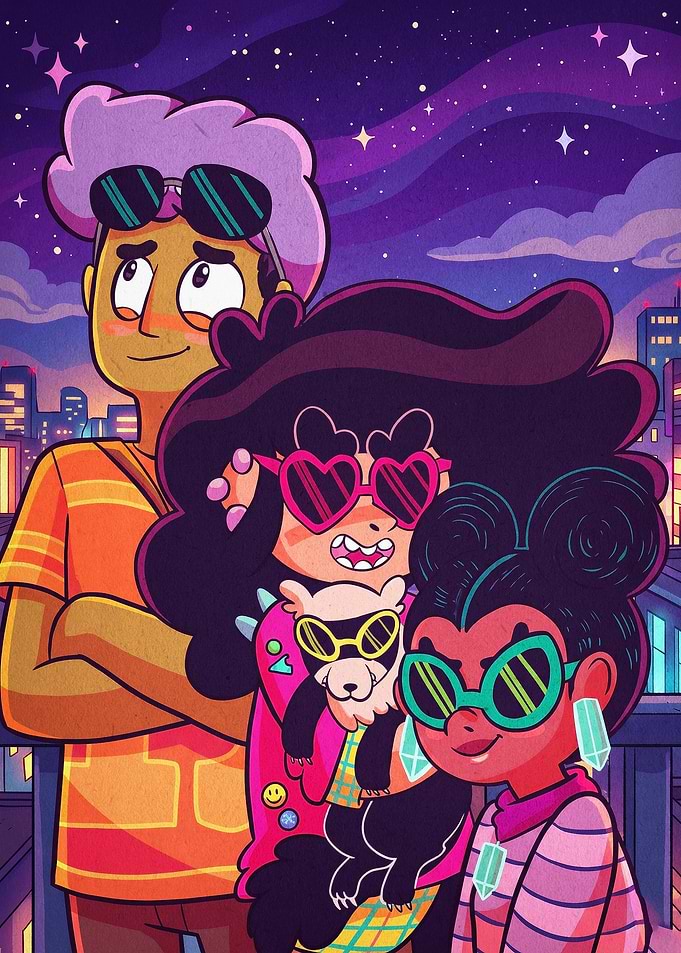 Cartoon Friends Night Out Poster