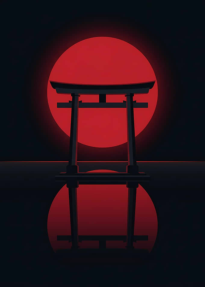 Minimalist Torii Gate at Sunset