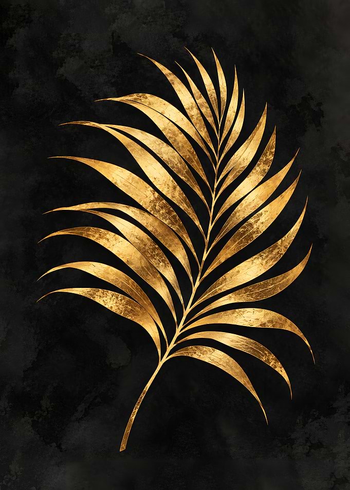 Gilded Palm Frond Silhouette
