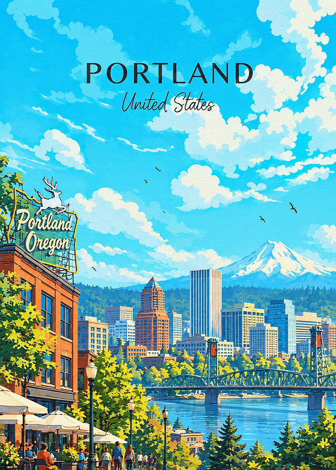 Portland Oregon Travel Poster