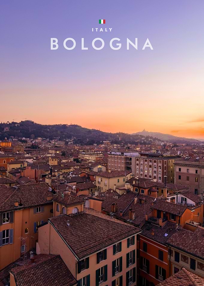 Bologna Italy Sunset Cityscape Poster