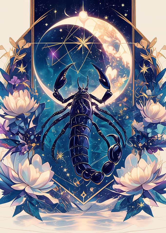 Scorpio Zodiac Celestial Floral Art