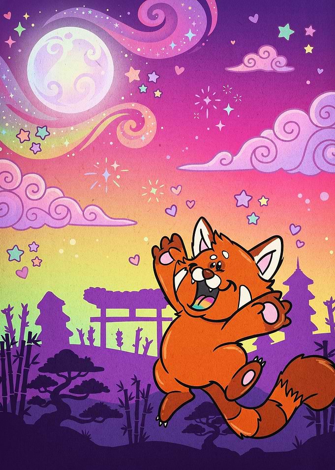 Red Panda Cute Pastel Art Poster