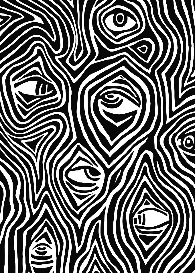 Abstract Black and White Eye Pattern