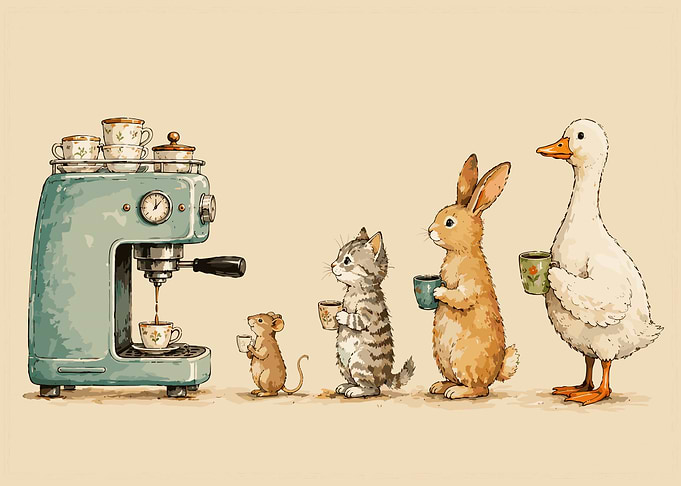Animals Waiting for Coffee