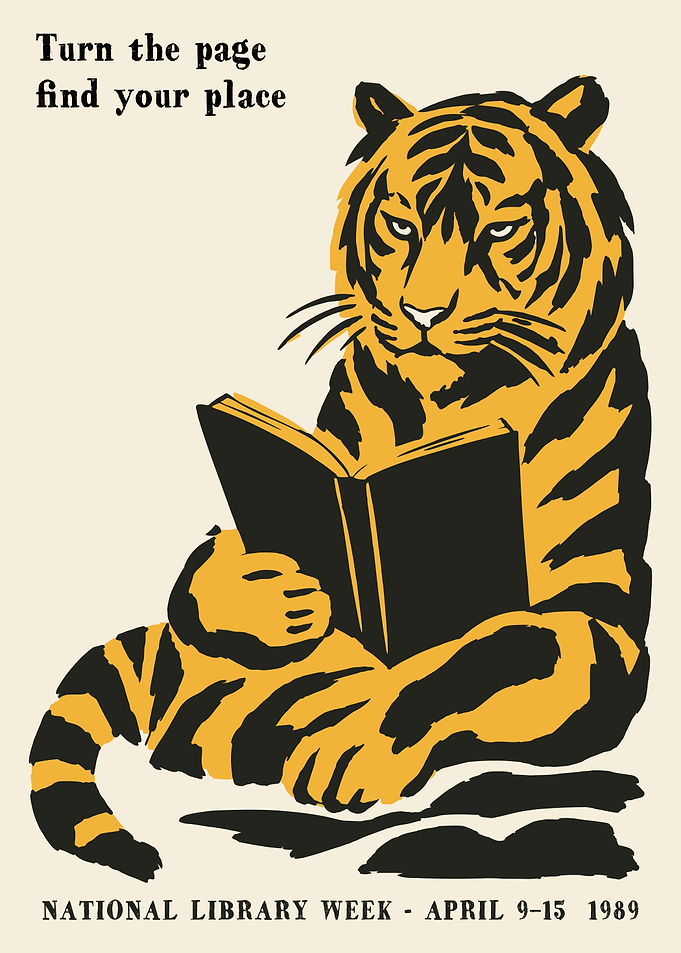 Vintage National Library Week Tiger Poster
