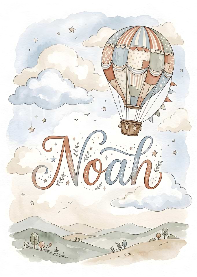 Noah Nursery Hot Air Balloon Art