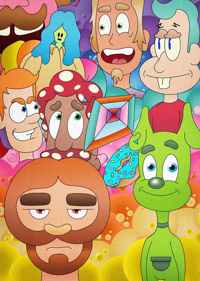 Cartoon Characters Retro Psychedeli