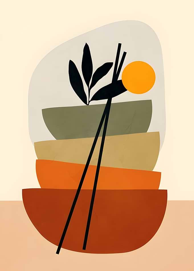 Minimalist Abstract Stacked Bowls Art