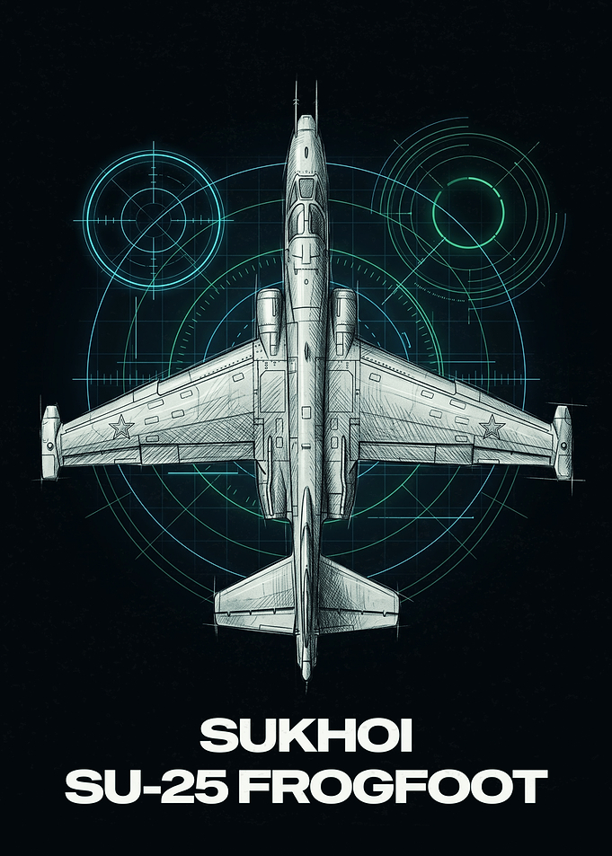 Sukhoi Su-25 Frogfoot Blueprint Poster
