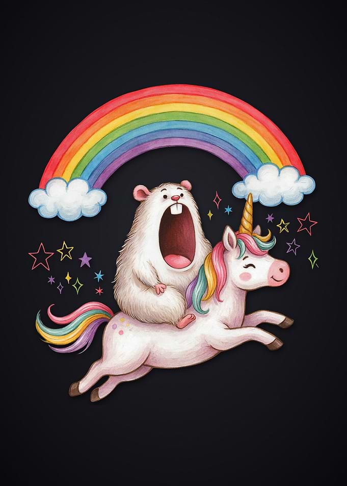 Hamster Riding a Magical Unicorn