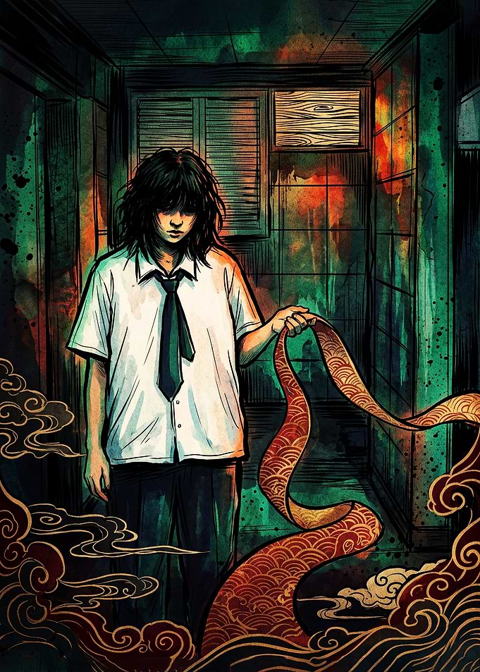 Melancholic Student with Traditional Ribbon
