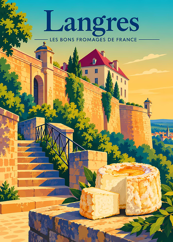 Langres Cheese French Travel Poster