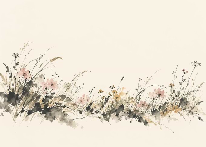 Watercolor Wildflower Meadow Border