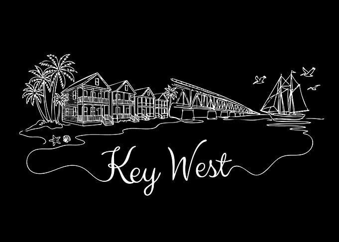Key West Florida Line Art Illustration