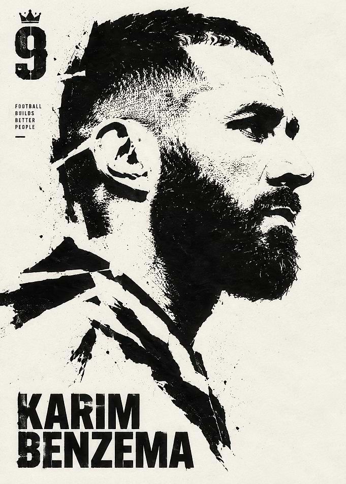 Karim Benzema Minimalist Portrait Poster