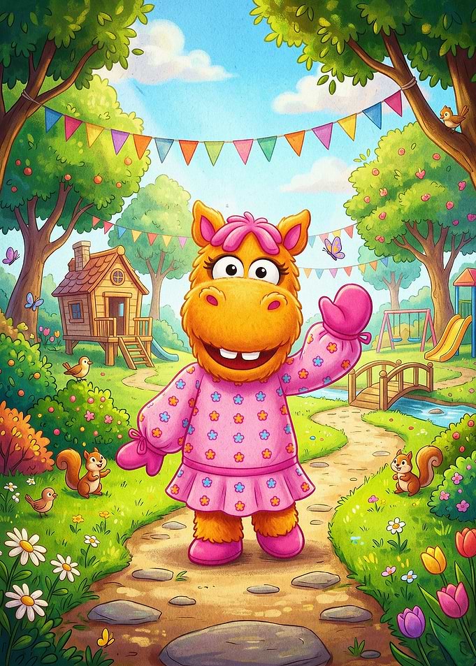 Cute Horse Park Cartoon Art